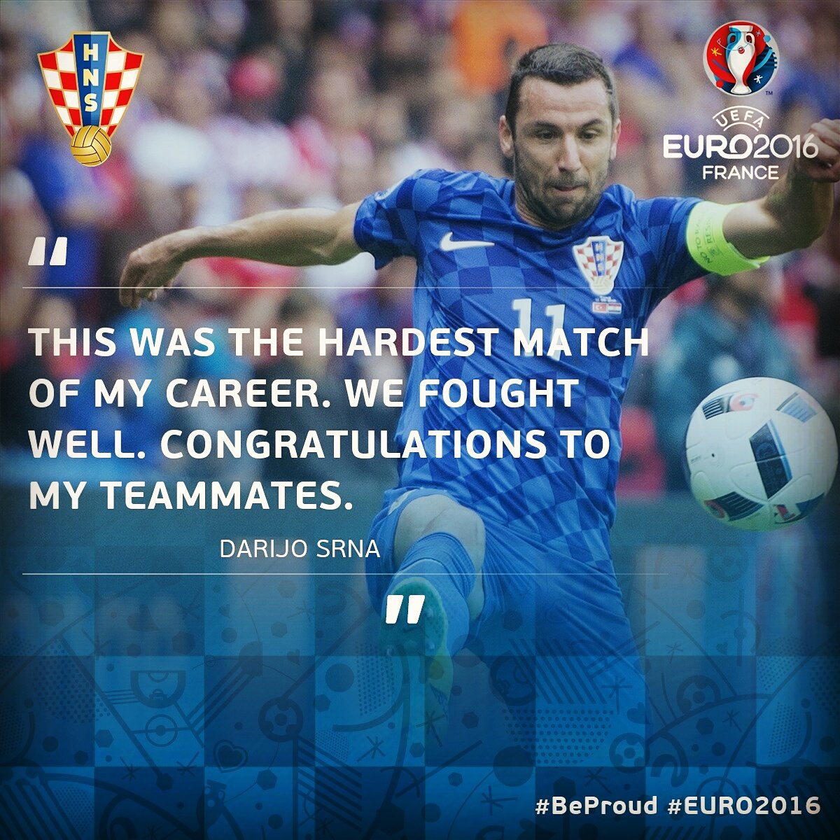 HNS_CFF's tweet photo. For captain Srna this was truly a hard match but he is extremely proud of his teammates. #Vatreni #CRO #BeProud https://t.co/eAwu3h1aC7