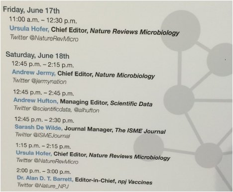 andreaatnpj's tweet photo. Meet Chief Ed @NatureMicrobiol @jermynation  &amp; #npjvaccines Ed Alan Barrett #ASMMicrobe2016 6/18 @ 2pm, Booth 351 https://t.co/nFi5Qo18Lv