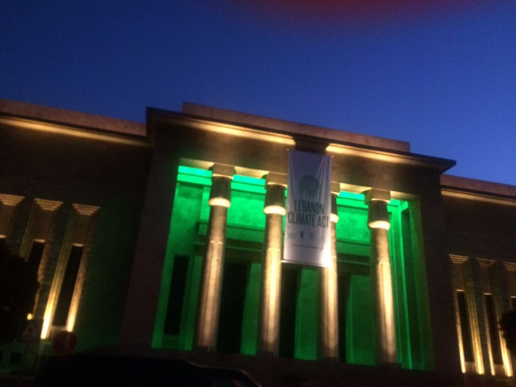 VahakK's tweet photo. #BeirutNationalMuseum lights up green in support of #LebanonClimateAct @UNDP_Lebanon @climatechangelb @GreenPartyLeb https://t.co/35ilYowWu4