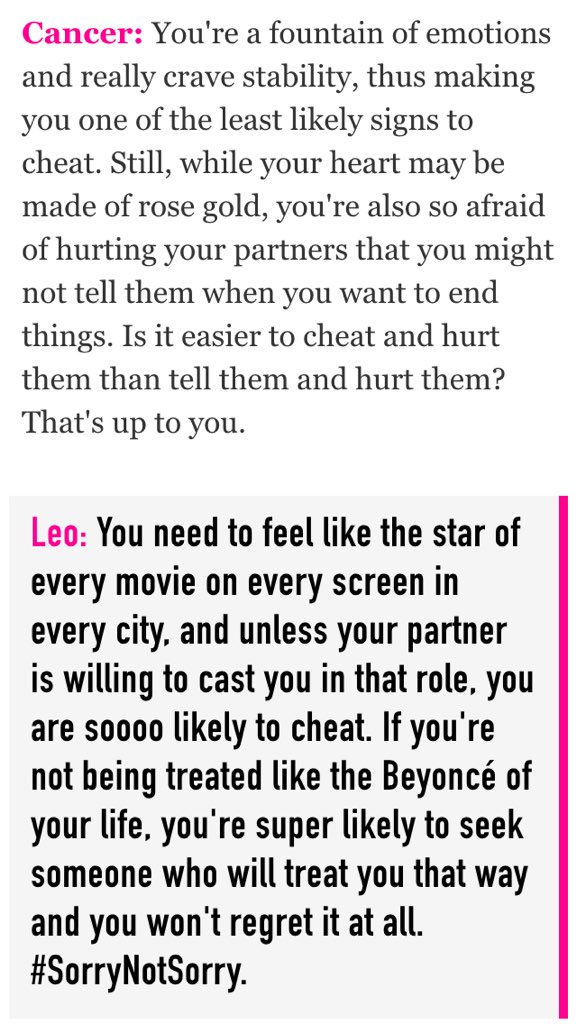 ally_taylorrr's tweet photo. When Cosmo tells you you're super likely to cheat😂 #thankscosmo https://t.co/BkvCDthIMK