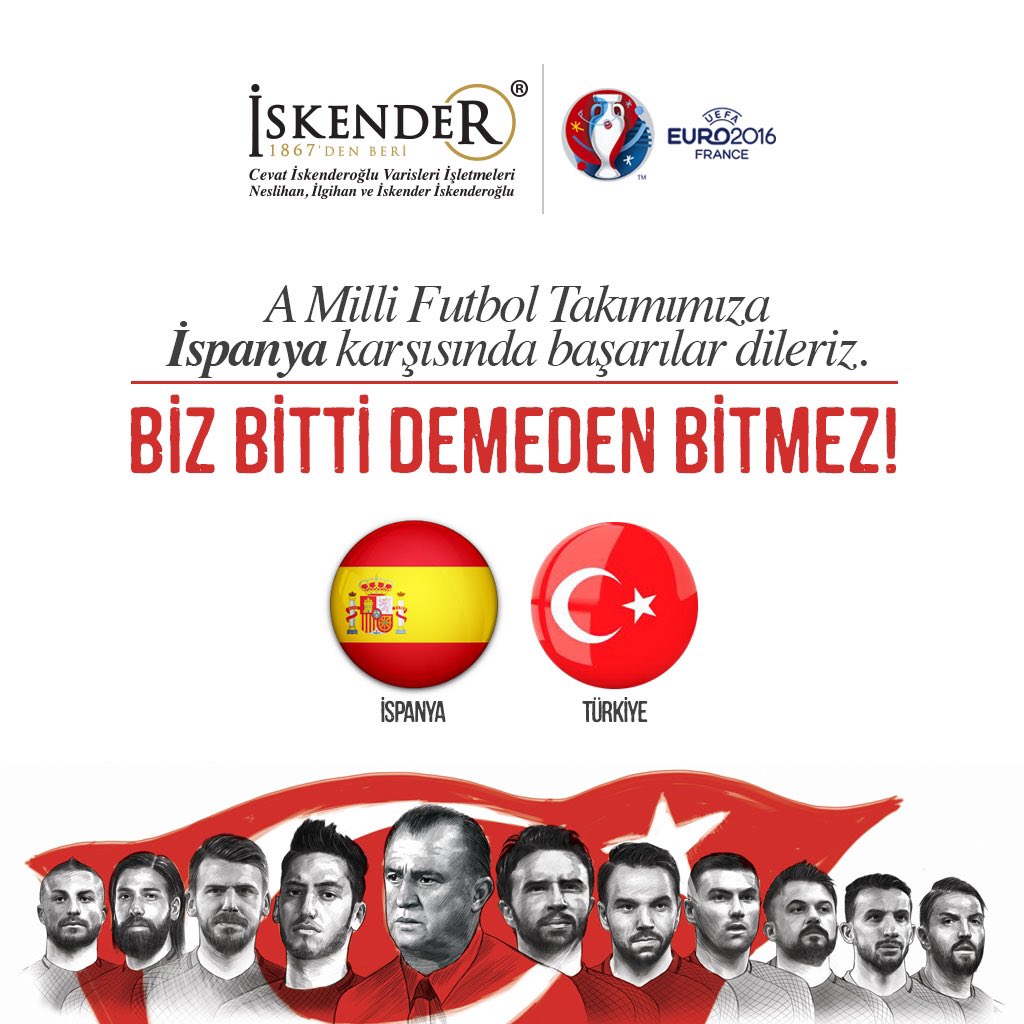 iskender's tweet photo. #BizBittiDemedenBitmez 
Milli Takımımıza Başarlar Dilerz
#Türkiye #ispanya #iskender #iskenderkebabı #euro2016 #tur https://t.co/sI7DGw0z9p