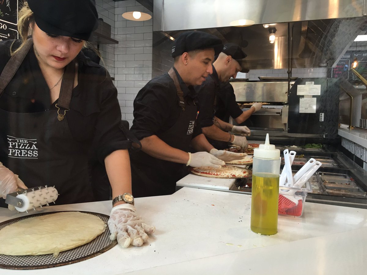 BrianaGiovanna's tweet photo. Working hard! Got to have the holes 😀 #thepizzapressWeHo @thepizzapress #Pizza #GoodEatsLA #Yum #Foodie https://t.co/t0O7a9kjhl