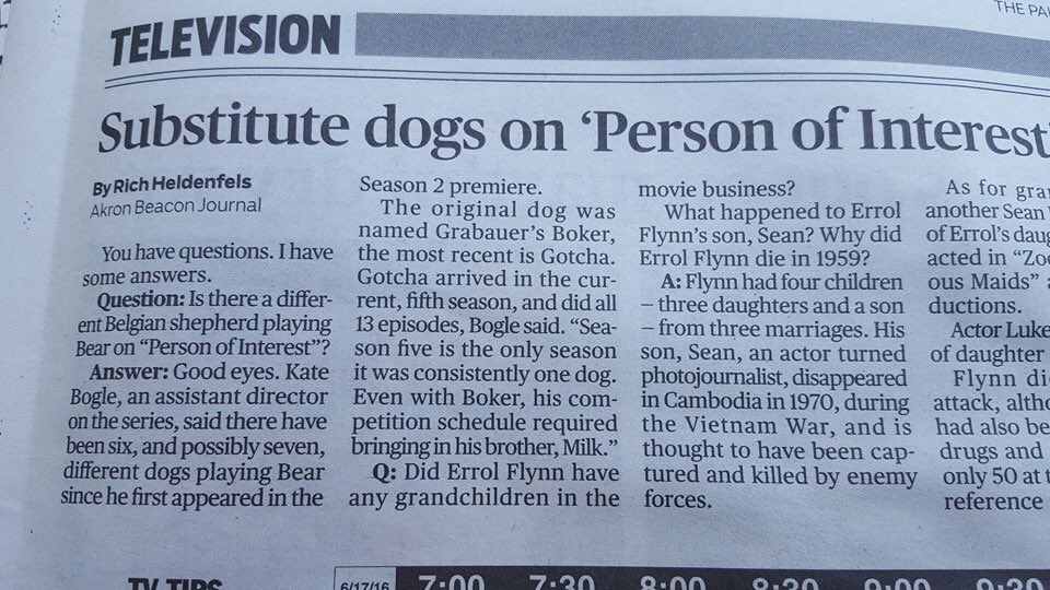 boglesthemind's tweet image. Asst director/doggie snuggler was my official title. @BearDeHond @POIWritersRoom #PersonOfInterest  Thanks, Richie!X