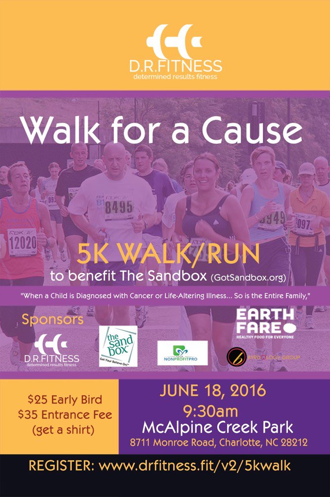 Looking to run a 5K tomorrow? D.R. Fitness is hosting one to support <a href="/GotSandbox/">The Sandbox</a> drfitness.fit/v2/5kwalk