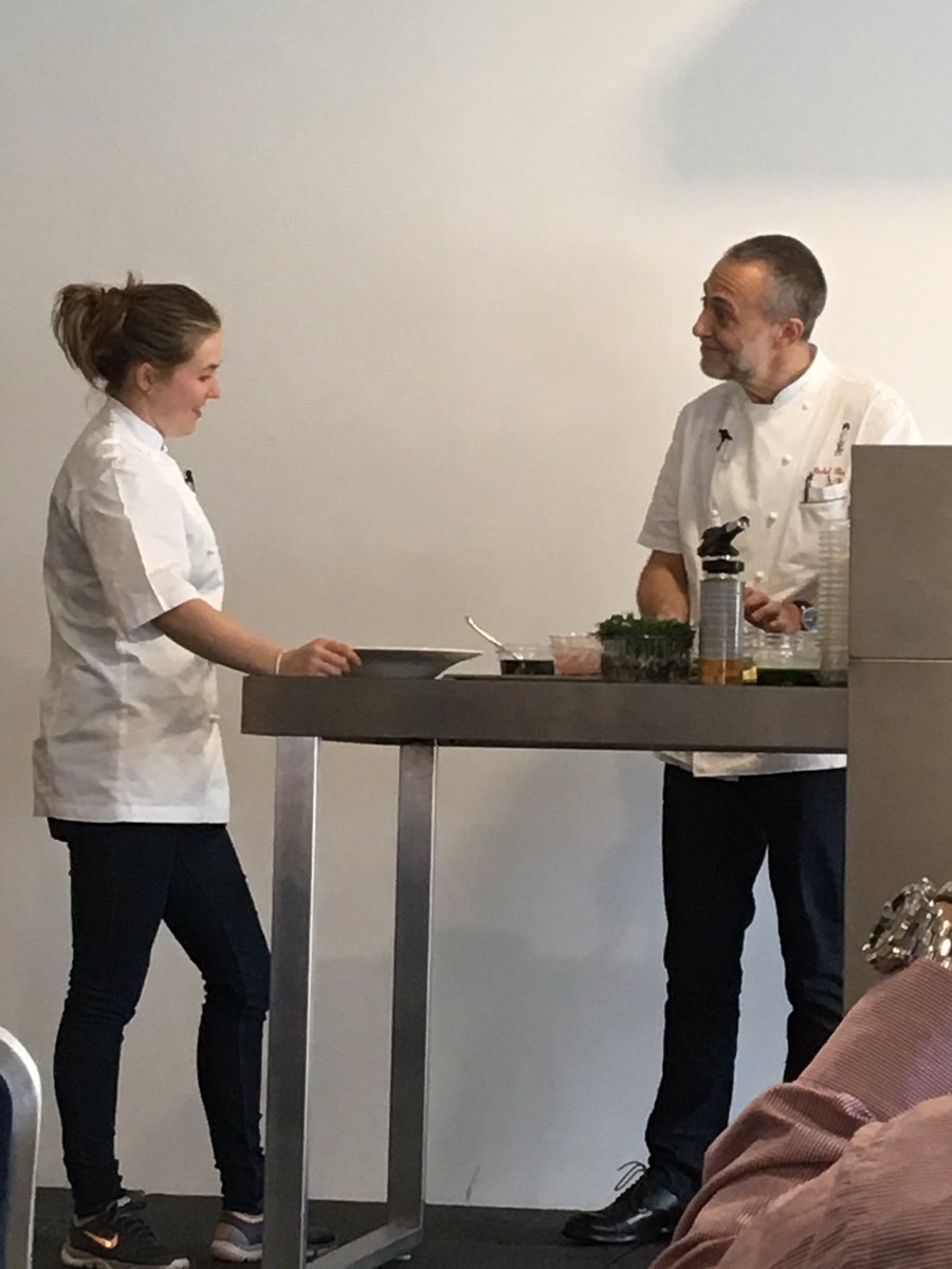 AddyFerg's tweet photo. What a team!! #TeamRoux #fatherdaughter #lobsterdishdemo @RA_Food @michelrouxjr https://t.co/SUVs33ZtkU