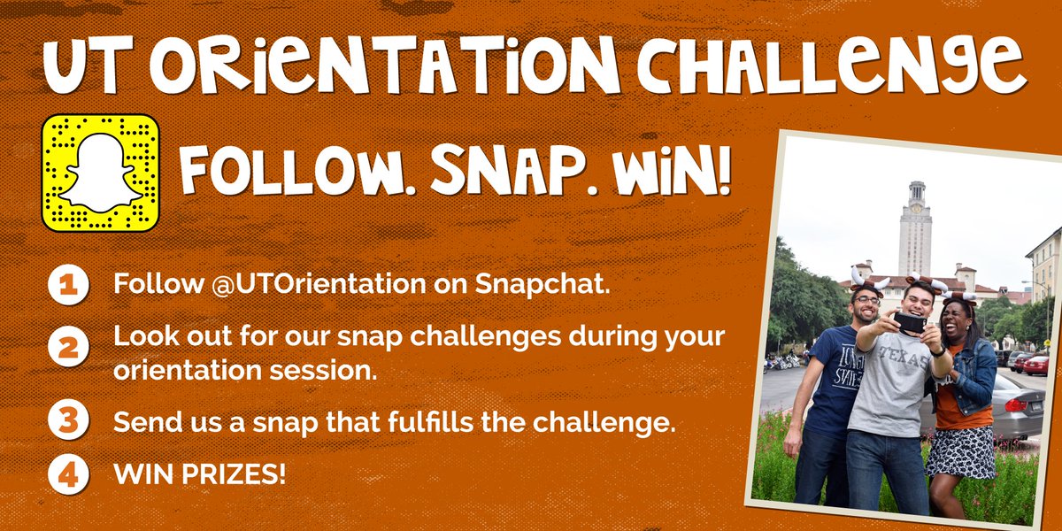 UTorientation's tweet photo. New day, new chances to enter the #UTOrientationChallenge! Send us your snaps to be entered to win! #UTOrientation https://t.co/pCHD2QTnGz