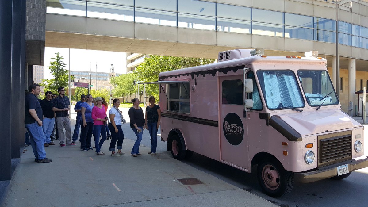 TheWeitzCompany's tweet photo. #WeitzIA is cooling off this this afternoon with ice cream from @TheOutsideScoop https://t.co/z1PXXkTyoq