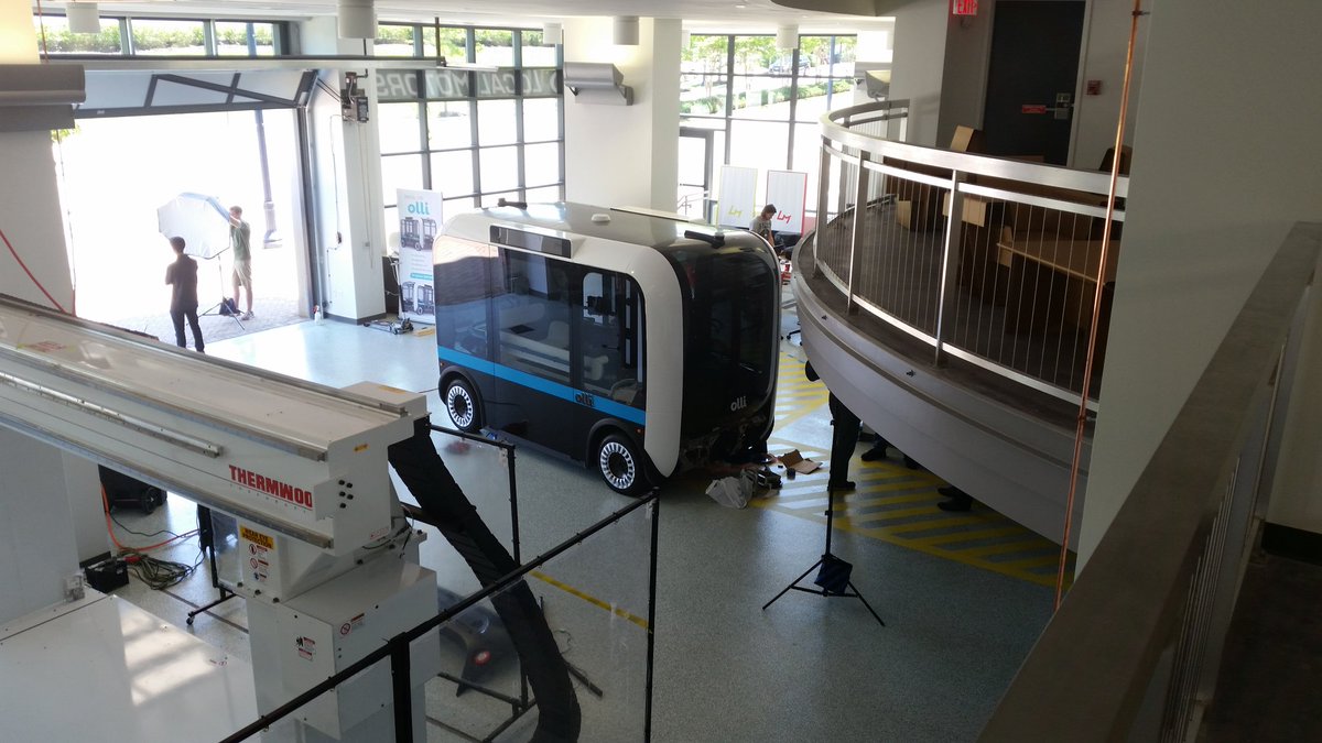 JebCorey's tweet photo. Checking out the Olli autonomous shuttle with 3D printed parts. #LinkWV https://t.co/Z5l4mh3OQV