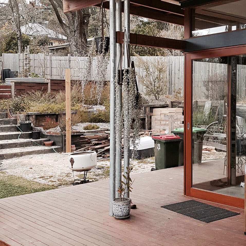 karlissimo's tweet photo. #Dichondra sparkles against the #steel and #hardwood structure  #blackheath #bluemountains #sitevisit https://t.co/ttDrcj5KHC
