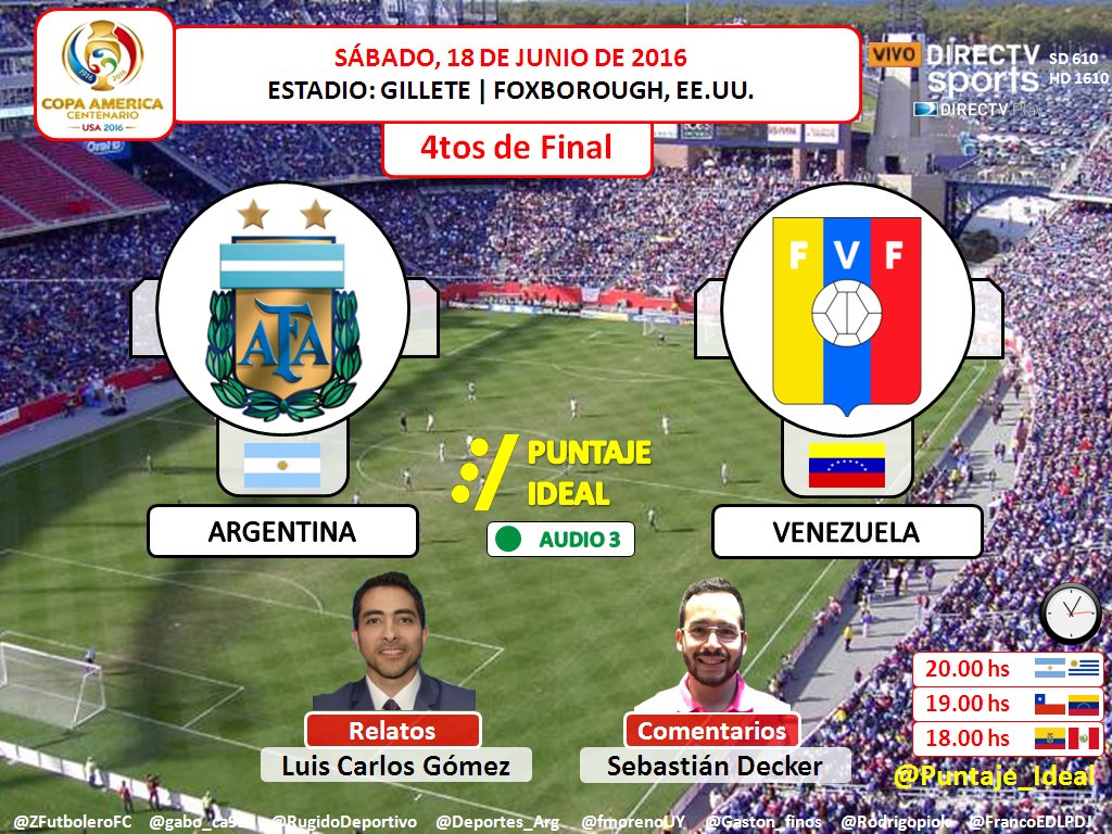 Puntaje_Ideal's tweet photo. #CopaAmericaDIRECTV | #Argentina vs. #Venezuela
Rel: @GomezLuisca | Com: @SebasDecker 
#Audio3
Dale RT https://t.co/odaTnAouS1
