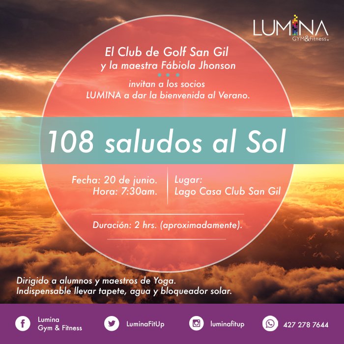 LuminaFitUp's tweet photo. ¡DALE LA BIENVENIDA AL VERANO! #ClaseEspecial #Yoga #SoyGenteLUMINA #fitness #PuntaVictoria #TeDaMás #SJR https://t.co/ua3cbArqn5