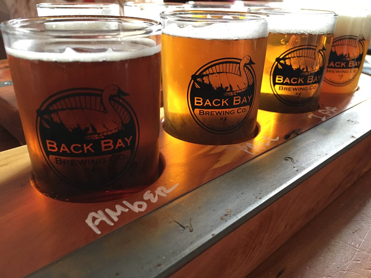 Vagabond3Live's tweet photo. Tasting a flight of @VisitVaBch local brews at #BackBayBrewing #VisitVaBeach https://t.co/AXKx0DdmRG
