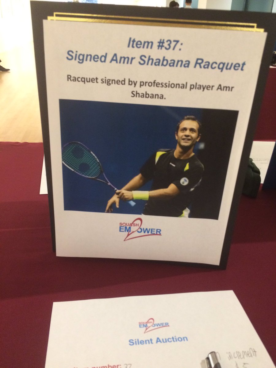 Thank you Amr Shabana @maestrosquash for the signed racquet for #SquashEmpower auction! #HelpingKidsSucceed