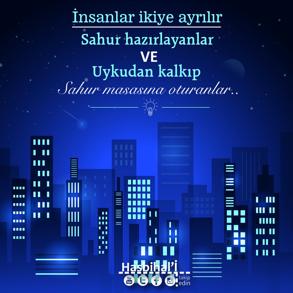 İnsanlar ikiye ayrılır, 
Sahur hazırlayanlar ve 
Uykudan uyanıp, 
Sahur masasına oturanlar.. :)