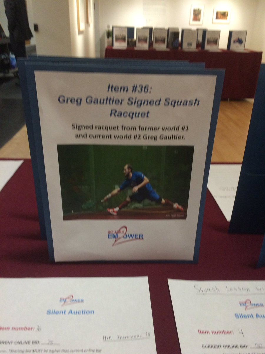Thank you Greg Gaultier for the signed racquet for #SquashEmpower auction! #HelpingKidsSucceed