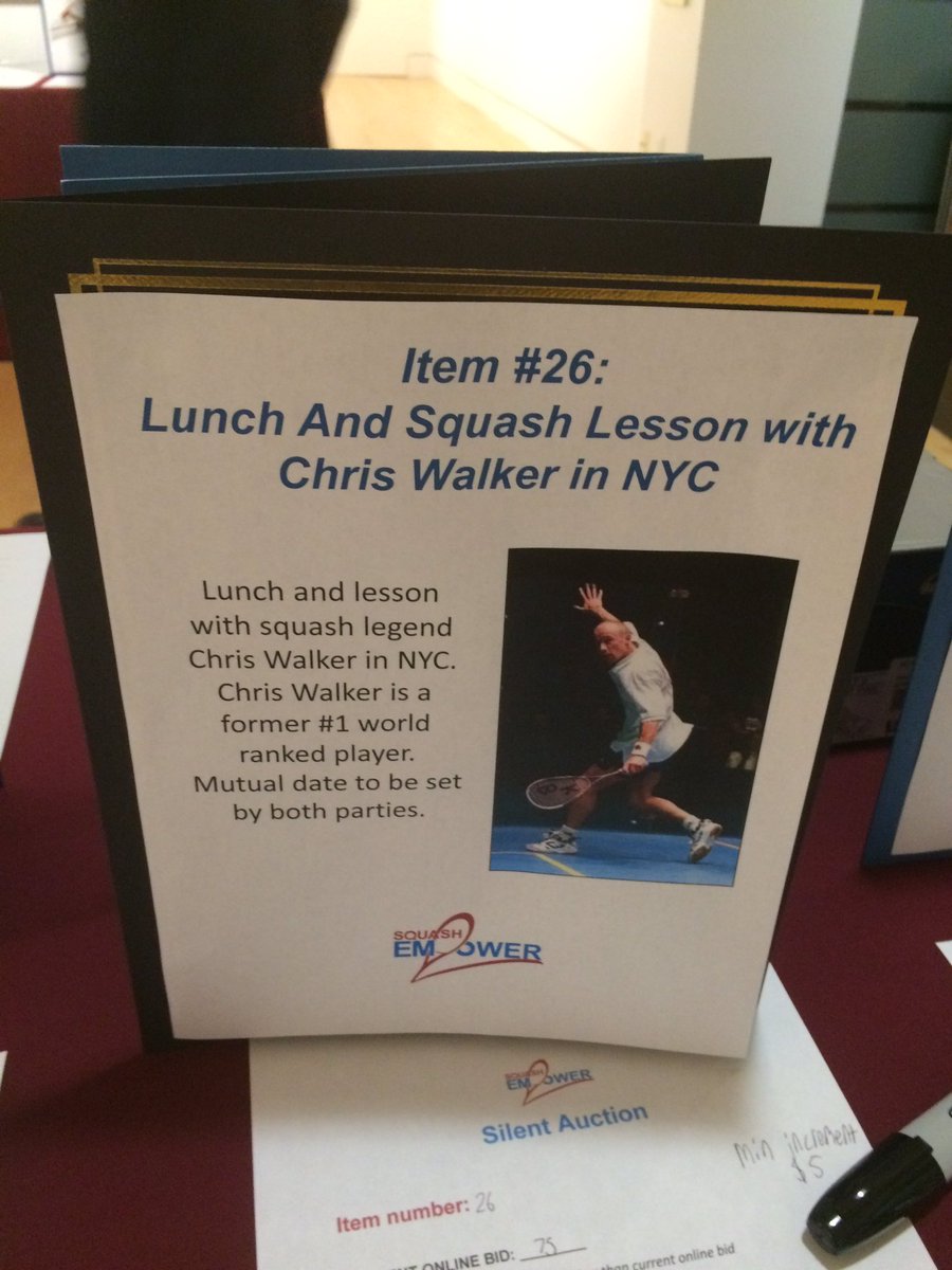 Thank you! Lunch and a lesson with Chris Walker @cwsquash for #SquashEmpower auction! #HelpingKidsSucceed