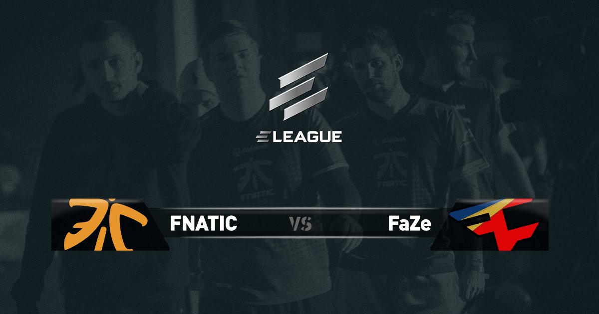 FNATIC's tweet image. Tonight we take on @FaZeClan in the #ELEAGUE Group D final live on TV!  

🕓 04:00 CEST
📺 #Twitch | @TBSNetwork