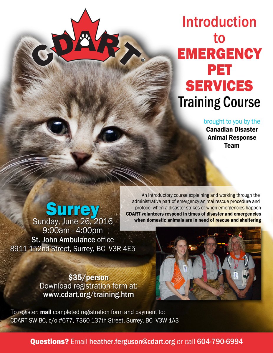 alert_canada's tweet photo. SW BC branch is offering our Intro to Emergency Pet Services course in Surrey, June 26th! https://t.co/QMilvHHu4E https://t.co/hMrw3kfeiE