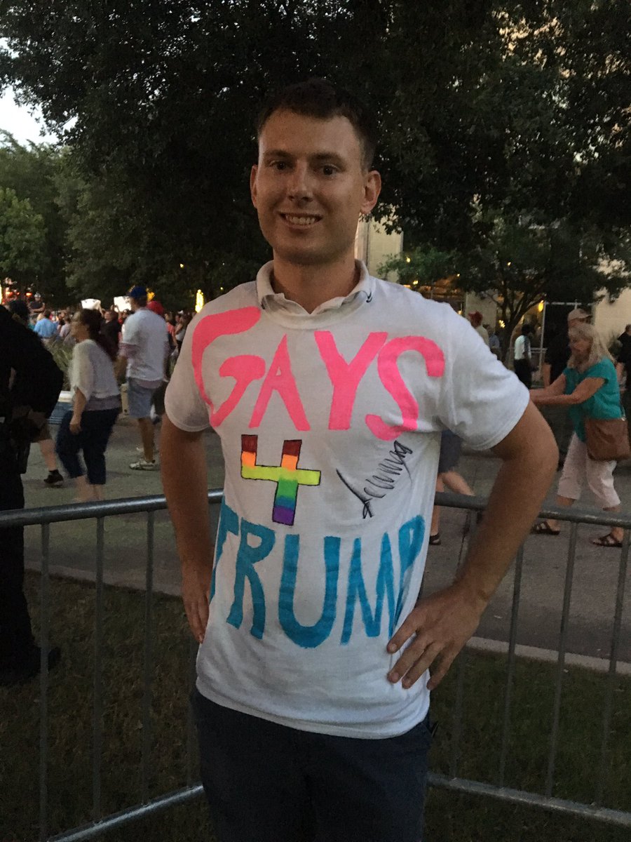 EvaRuth's tweet photo. Jacob Mingear, 22, said Trump asked him to stand &amp; show off his shirt during rally; Trump signed it after #trumpintx https://t.co/cRl6DYr7Jm
