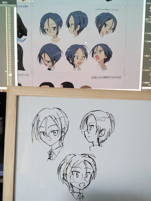 設定画見ながらルミさん練習してみる。チャームポイントはメガネだけじゃなくて、ちょっとトンガリ気味のお耳と見つけたり。