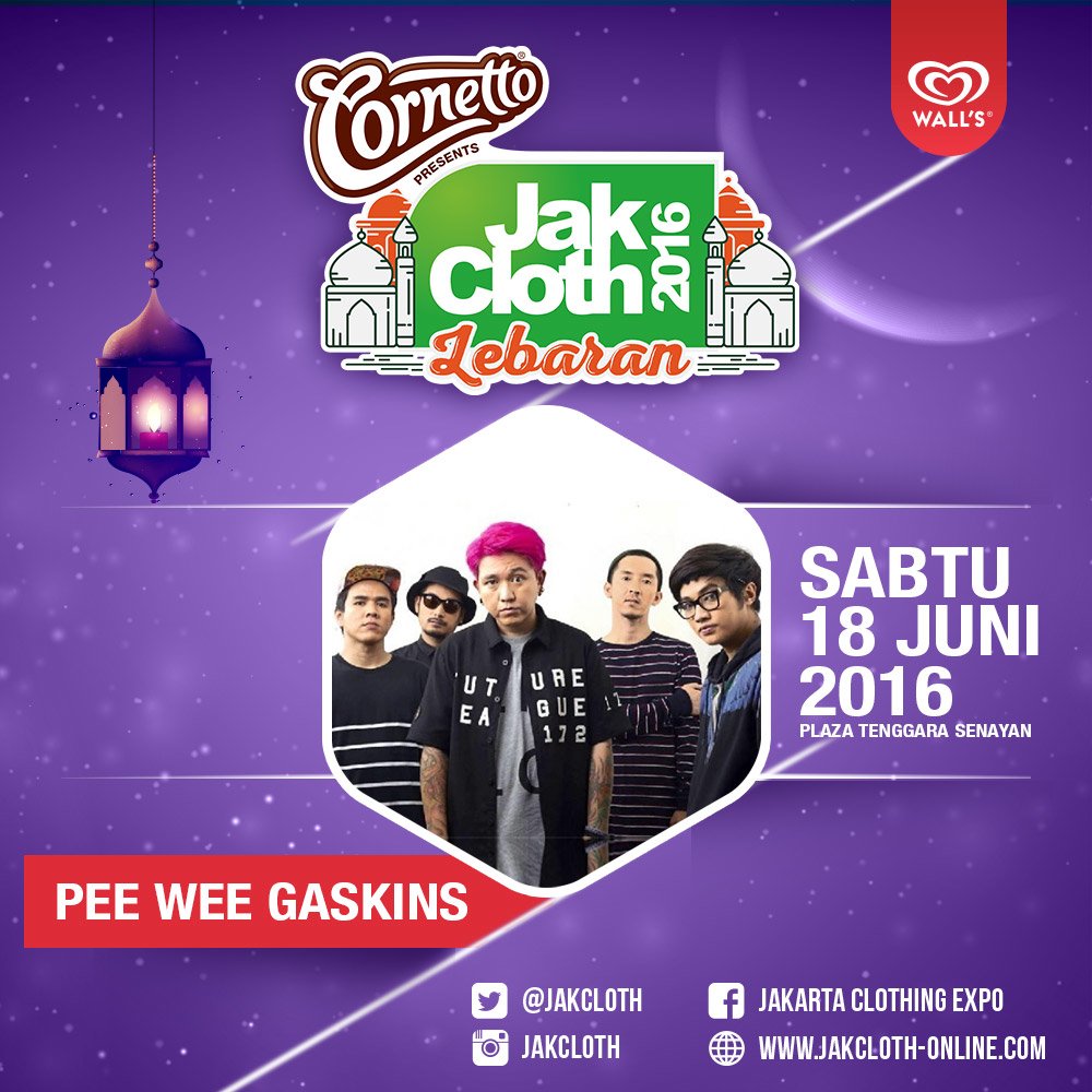 Hari pertama Cornetto present JakCloth Lebaran 2016, yuk seru2 an bareng <a href="/rocket_rockers/">Rocket Rockers</a> <a href="/PWGofficial/">Pee Wee Gaskins</a>