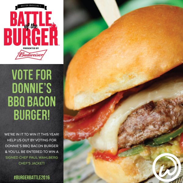 markwahlberg's tweet photo. Help @Wahlburgers win the Battle of the Burger! Vote here: https://t.co/oPxIUDXrht https://t.co/QoioZLstU3