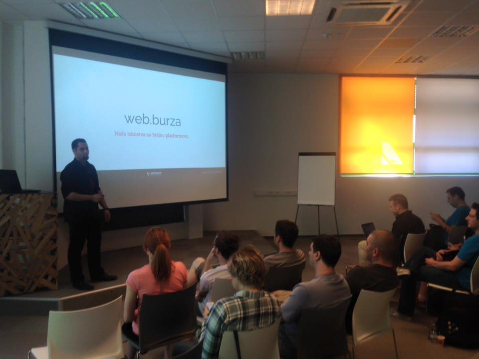 companyhuman's tweet photo. Yousef starts presentation about our experience with @Sylius at 11. #Syfmony meetup in Croatia. #Sylius https://t.co/Bd5IZvgHYD