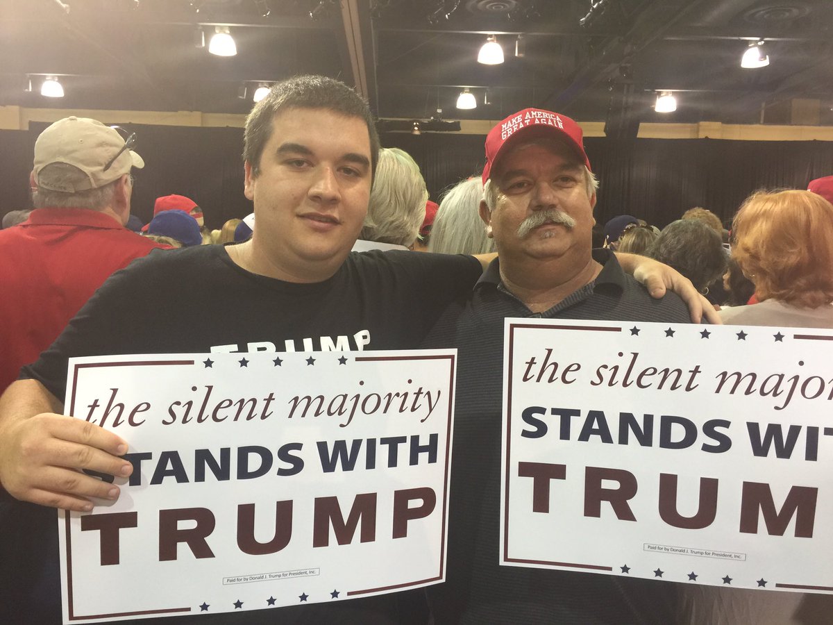 SanJac4Trump's tweet photo. My dad and I at the rally in HTX for @realDonaldTrump amazing time! #MakeAmericaGreatAgain https://t.co/824MXPtAZ3