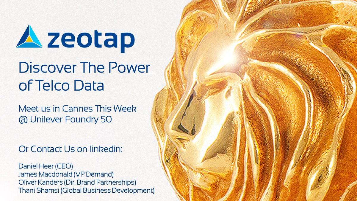 zeotap's tweet photo. 2 Days to Go! Meet Us in Cannes and Discover The Power of Telco Data! @CannesLions2011 #targeting #advertising #data https://t.co/tC6NDED2em