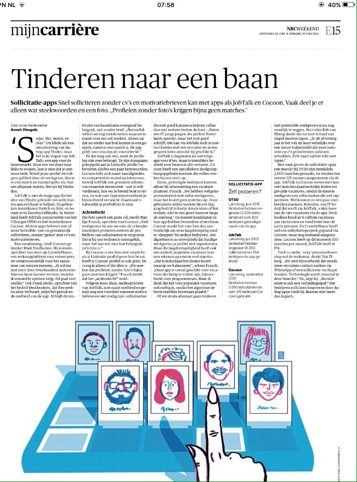 Tinderen naar een baan:  foto, foto, foto en je #LinkedIn. Simpel #solliciteren 😀 lees de cijfers #vacature via <a href="/nrc/">NRC</a>
