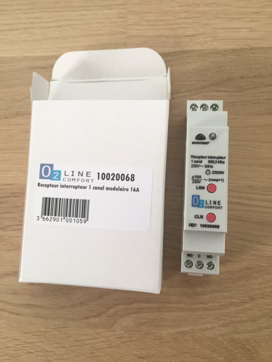 kaizeronion's tweet photo. Le récepteur interrupteur 16A est arrivé #O2line #TriO2Sys #raildin #domotique #enocean reste plus qu'à tester !!! https://t.co/M5GqoIrr1Z
