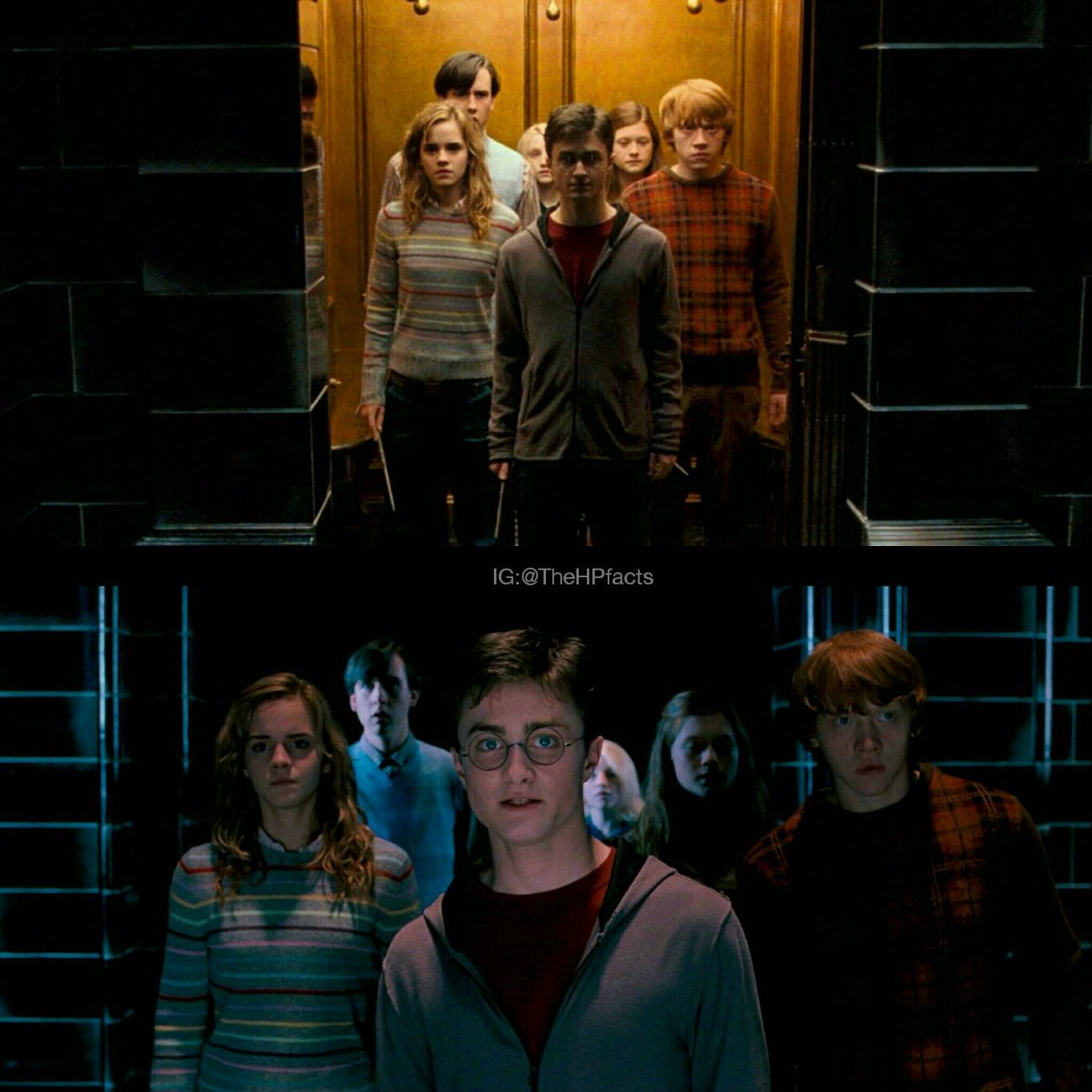 18th June 1996: Harry, Ron, Hermione, Luna, Neville, and Ginny arrive at  the Department of Mysteries., image size:1200x1200