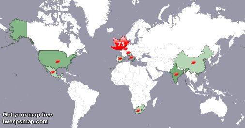 My followers live in UK. (74%), India(10%)... Get your free map too: tweepsmap.com/!TilesGdl