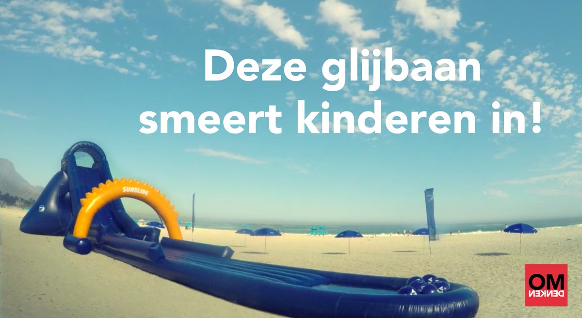 Hoe smeer je kinderen in op het strand? Simpel: met een glijbaan! omdenken.nl/nivea-sunslide/