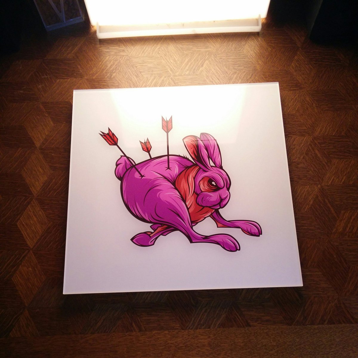By far the coolest gift i ever recieved! Old rabbit printed on a 40x40 glass plate from my bro <a href="/Koasmande/">Jan from Belgium</a>
