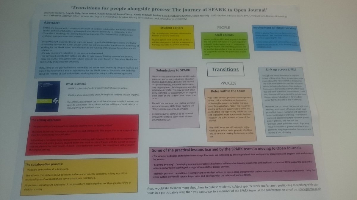 kirstmitchell26's tweet photo. @LJMUSPARK student journal poster up at the Teaching and Learning Conference #LJMUTLC16 https://t.co/ivzjr1z0YI