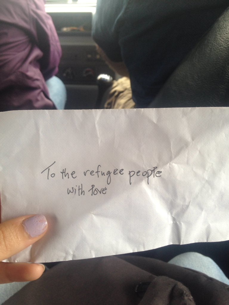 arkwrightd's tweet image. Given to us by a random passer by in Brixton just b4 leaving 4 #convoytocalais #refugeeswelcome #standuptoracism