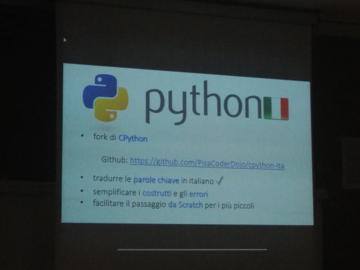 CoderDojo_GR's tweet image. #ToscanaDojoCon ecco Python in italiano per avvicinare i ragazzi al coding! #supercool!