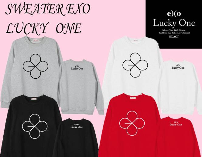 [PO] Sweater Exo Lucky One 140rb. Bahan Cotton Fleece + Sablon. Bisa di Buat Versi Tshirt 85rb. Bahan Cotton Combad