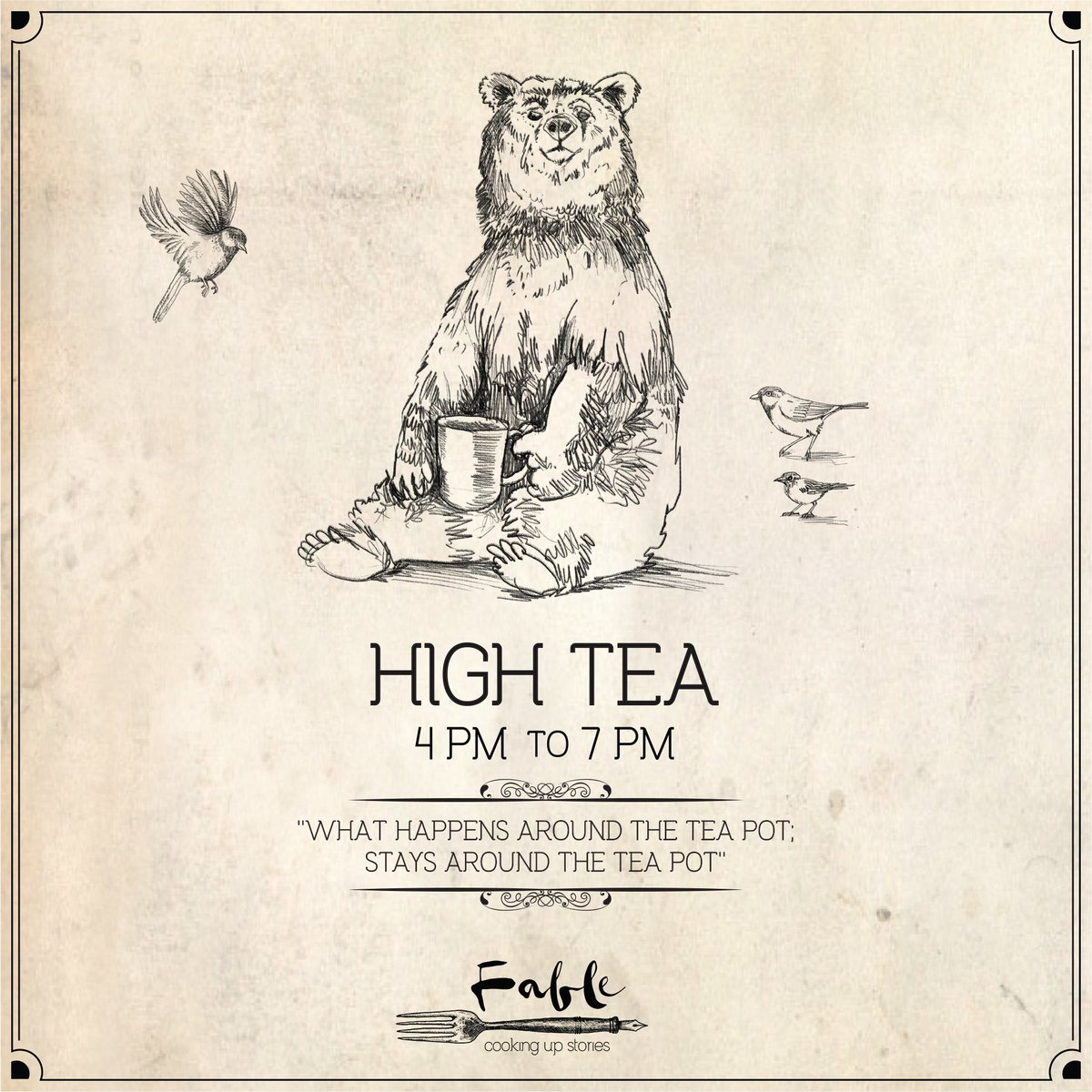 fablecafeandbar's tweet photo. Come grab a quick bite at Fable with our High Tea menu from 4pm to 7pm.
#Fable #Fabletales #CookingUpStories https://t.co/rKWElmOiRq