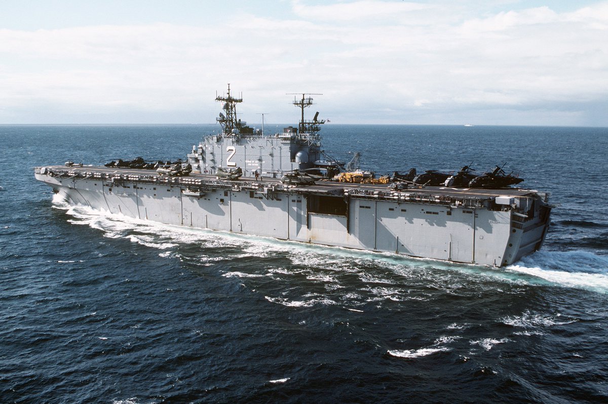 mrdavidboberesq's tweet photo. USS Saipan (LHA 2) underway, port quarter view, NATO Ex Northern Wedding 86. #usnavy #coldwar https://t.co/v9EhVhs3TA