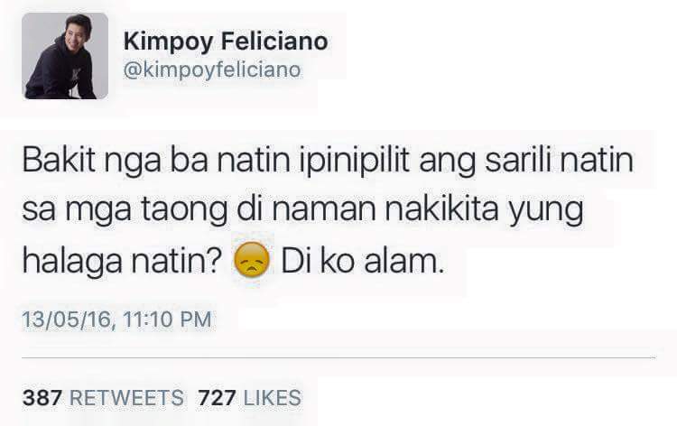 jamayeh0405's tweet photo. Hindi nya alam matagal ko na xang mahal. 😩
Ang akala nya balewala lang to sa akin. Habang tumatagal lalong lumalalim https://t.co/5PNll9uHSm