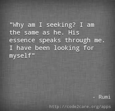 Why am I seeking? I am the same as he. His essence speaks through me. I have been looking for myself