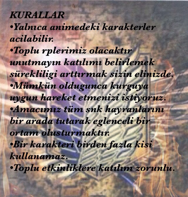 SNKRPG's tweet photo. Kurgu ve kurallar~ biolarınızın konum bölümüne "SNKRPG" yazmak zorunludur, iyi rpler! https://t.co/ZKgF8neBc3