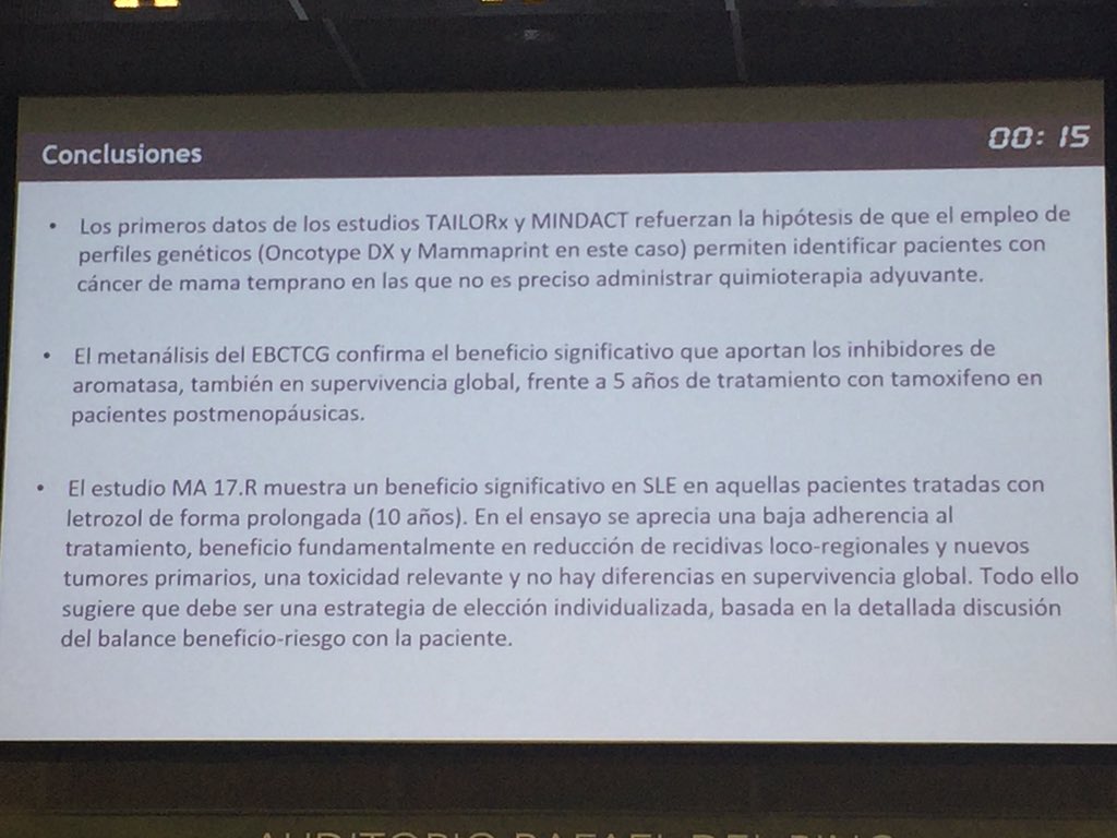 GEICAM's tweet photo. Conclusiones presentadas x la Dra. Luque sobre revisión de enfermedad con expresión receptores hormonales #RAGMA16 https://t.co/wqWfqIHG1f