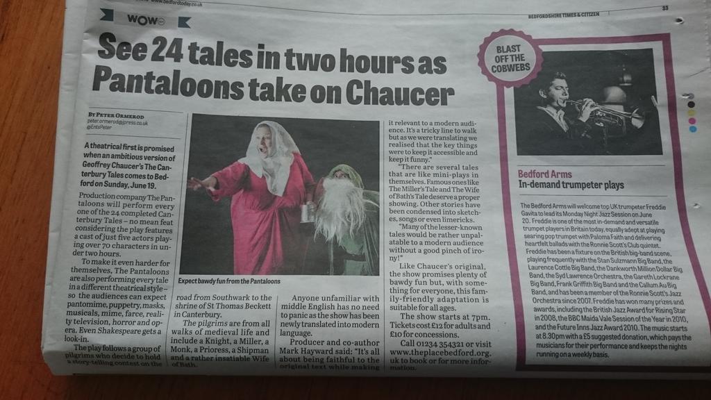 ThePlaceBedford's tweet photo. Double bubble with two features @BedfordTC this week! Great piece about @ThePantaloons @CanterLoons 7pm Sun #theatre https://t.co/A6tSAWYpBb