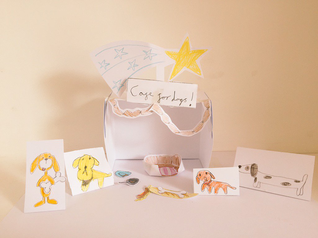 SableWinbourne's tweet photo. This morning #artclass made a Cafe for dogs with sausage bunting and a shooting star! #genuis https://t.co/xyfmUkOCzq
