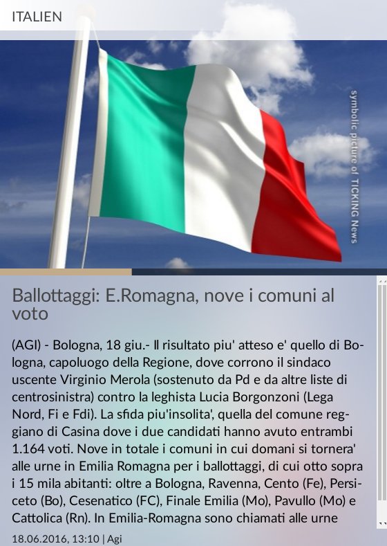 TICKINGNews_IT's tweet photo. Ballottaggi: E.Romagna, nove i comuni al voto
#EmiliaRomagna #Interstate15 #LegaNord
https://t.co/TfyDtXUZmK https://t.co/2DpJcrKPqR