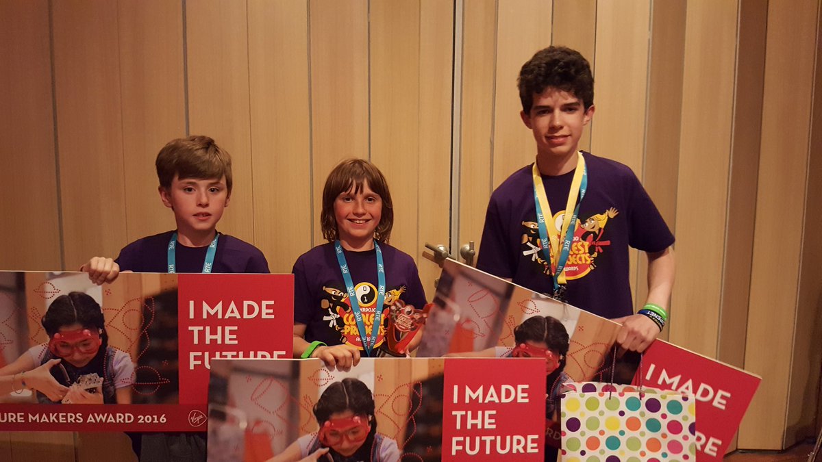 VirginMediaIEPR's tweet photo. Our 3 winners of the #FutureMaker awards! Congrats to Jasper, Shane and Timothy!! #CoolestProjects2016 https://t.co/u730pyGlxr