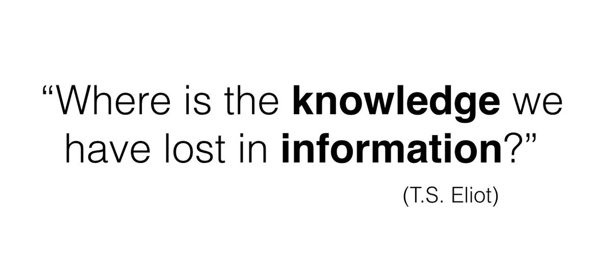 TEDxBergamo's tweet photo. “Where is the knowledge we have lost in information?” cit. Eliot 
#TEDxBergamo https://t.co/SFghl3ENWU